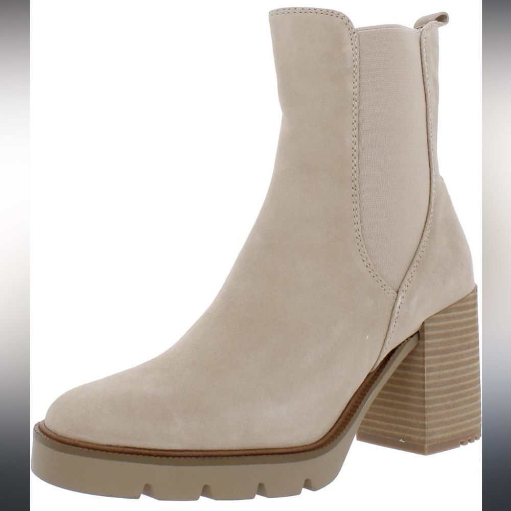 Sam Edelman Rollins Suede Boots With Side Stretch in Sesame Tan Sz 9 NWOB